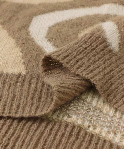 HEYUMM（ヘユム）の「マーブル柄ジャガードハイネックニット（ニット/セーター・レディース・アイボリー/ブラウン/ピンク・ONE）」の17枚目の写真