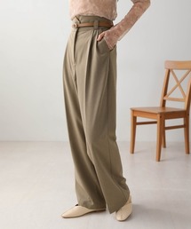 【S/M/Lサイズ展開】ハイウエストベルト付センタープレスパンツ