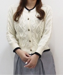 titty＆Co. PETIT by poyo | 【titty&Co.PETIT by poyo】バイカラーケーブルニットカーディガン(カーディガン/ボレロ)