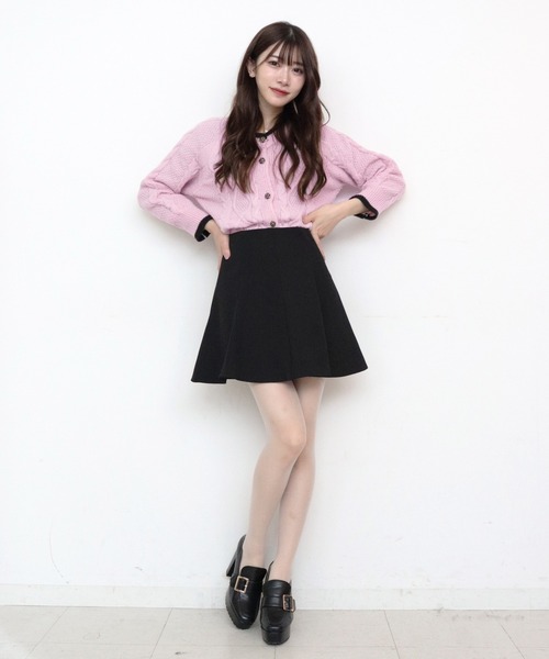 titty＆Co. PETIT by poyo（ティティーアンドコープティバイポヨ）の「【titty&Co.PETIT by poyo】バイカラーケーブルニットカーディガン（カーディガン/ボレロ・レディース・ピンク/ホワイト・FREE）」の15枚目の写真