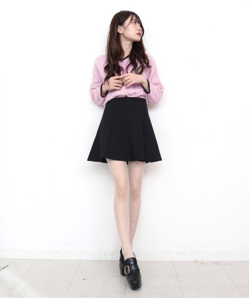 titty＆Co. PETIT by poyo（ティティーアンドコープティバイポヨ）の「【titty&Co.PETIT by poyo】バイカラーケーブルニットカーディガン（カーディガン/ボレロ・レディース・ピンク/ホワイト・FREE）」の5枚目の写真