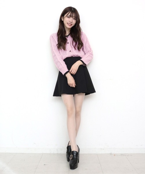 titty＆Co. PETIT by poyo（ティティーアンドコープティバイポヨ）の「【titty&Co.PETIT by poyo】バイカラーケーブルニットカーディガン（カーディガン/ボレロ・レディース・ピンク/ホワイト・FREE）」の11枚目の写真