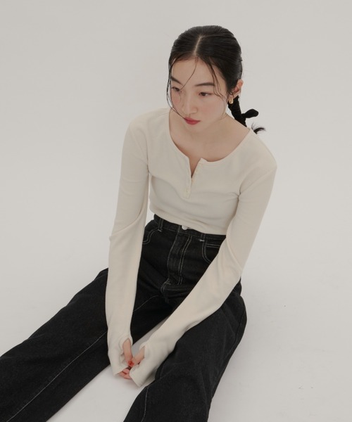 GIUNON（ジウノン）の「long sleeve rib tops / ロングスリーブリブ