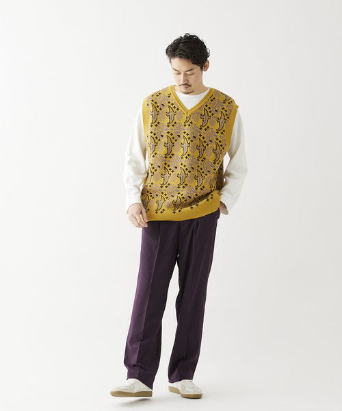 JOURNAL STANDARD relume(ジャーナルスタンダード レリューム)の「JQD ペーズリー ニット ベスト(ベスト・メンズ・ブルー/カーキ/イエロー・MEDIUM/LARGE)」の16枚目の写真