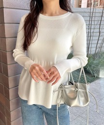 シルキータッチペプラムニット