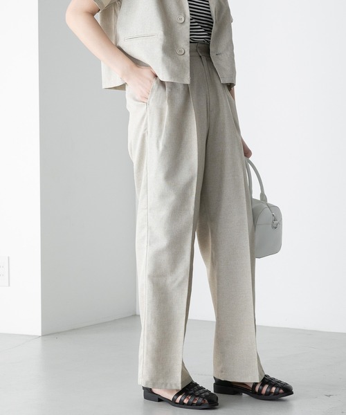 BONLECILL（ボンルシール）の「【2点セット】半袖クロップドテーラードジャケット＆２タックセンタープレスパンツ セットアップ（セットアップ・レディース・チャコールグレー/ブラック/ベージュ・FREE）」の11枚目の写真