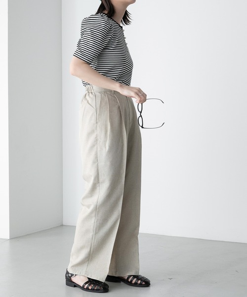 BONLECILL（ボンルシール）の「【2点セット】半袖クロップドテーラードジャケット＆２タックセンタープレスパンツ セットアップ（セットアップ・レディース・チャコールグレー/ブラック/ベージュ・FREE）」の20枚目の写真