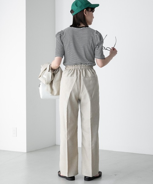 BONLECILL（ボンルシール）の「【2点セット】半袖クロップドテーラードジャケット＆２タックセンタープレスパンツ セットアップ（セットアップ・レディース・チャコールグレー/ブラック/ベージュ・FREE）」の21枚目の写真