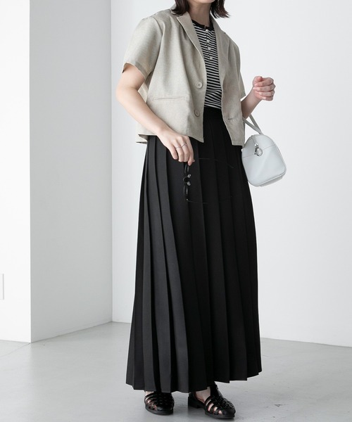 BONLECILL（ボンルシール）の「【2点セット】半袖クロップドテーラードジャケット＆２タックセンタープレスパンツ セットアップ（セットアップ・レディース・チャコールグレー/ブラック/ベージュ・FREE）」の17枚目の写真