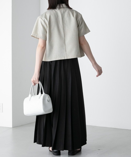 BONLECILL（ボンルシール）の「【2点セット】半袖クロップドテーラードジャケット＆２タックセンタープレスパンツ セットアップ（セットアップ・レディース・チャコールグレー/ブラック/ベージュ・FREE）」の18枚目の写真