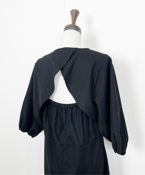 Meli rich（メリーリッチ）の「リネンライクバックケープワンピース（ワンピース・レディース・ブラック/アイボリー/ベージュ・FREE）」の14枚目の写真