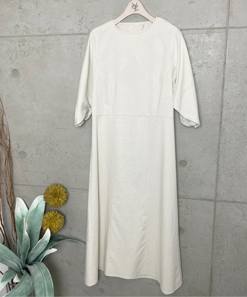 Meli rich（メリーリッチ）の「リネンライクバックケープワンピース（ワンピース・レディース・ブラック/アイボリー/ベージュ・FREE）」の22枚目の写真