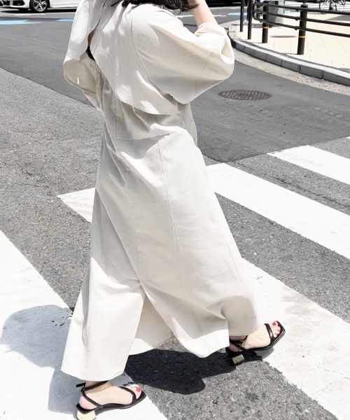 Meli rich（メリーリッチ）の「リネンライクバックケープワンピース（ワンピース・レディース・ブラック/アイボリー/ベージュ・FREE）」の18枚目の写真