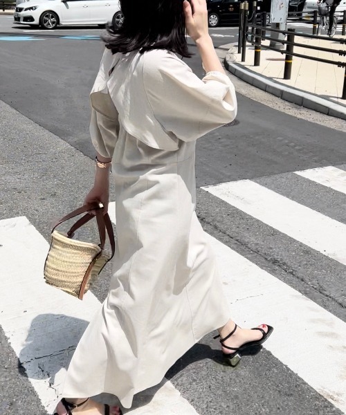 Meli rich（メリーリッチ）の「リネンライクバックケープワンピース（ワンピース・レディース・ブラック/アイボリー/ベージュ・FREE）」の17枚目の写真