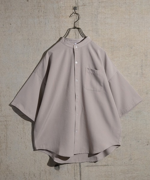 JOHN'S CLOSET(ジョンズクローゼット)の「【i】ポリエステルバンドカラーBIGSSシャツ(シャツ/ブラウス・メンズ・モカ/グレイッシュベージュ/サックスブルー/グリーン/ホワイト/ブラック・MEDIUM/X-LARGE/LARGE)」の5枚目の写真