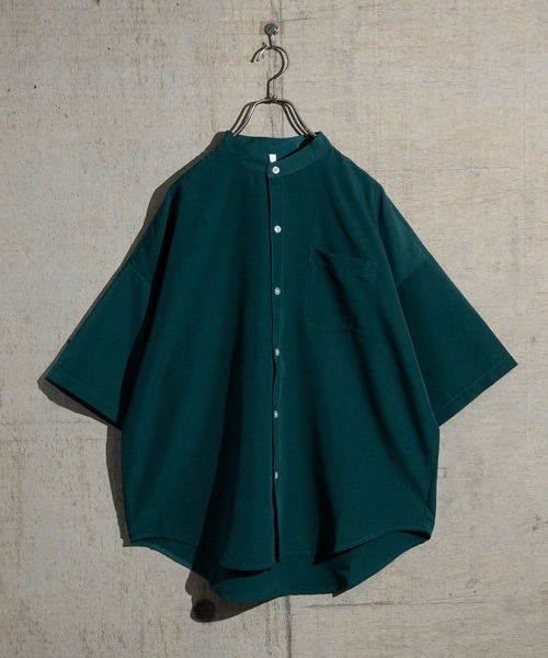 JOHN'S CLOSET(ジョンズクローゼット)の「【i】ポリエステルバンドカラーBIGSSシャツ(シャツ/ブラウス・メンズ・モカ/グレイッシュベージュ/サックスブルー/グリーン/ホワイト/ブラック・MEDIUM/X-LARGE/LARGE)」の6枚目の写真