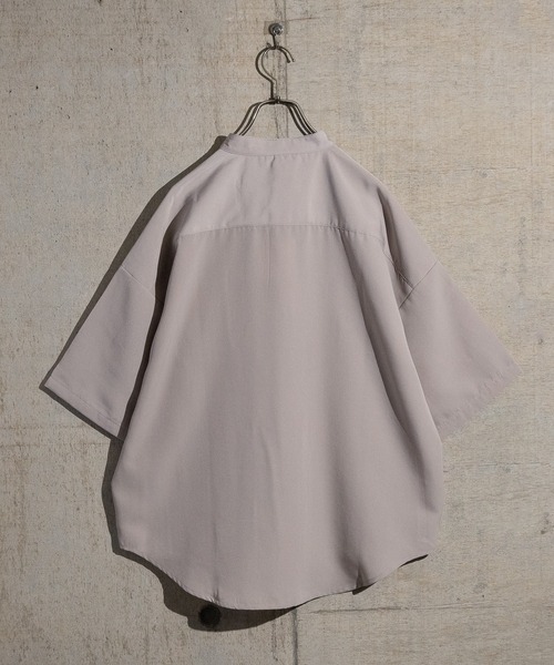 JOHN'S CLOSET(ジョンズクローゼット)の「【i】ポリエステルバンドカラーBIGSSシャツ(シャツ/ブラウス・メンズ・モカ/グレイッシュベージュ/サックスブルー/グリーン/ホワイト/ブラック・MEDIUM/X-LARGE/LARGE)」の16枚目の写真