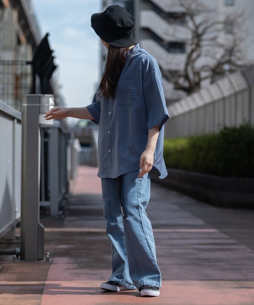 JOHN'S CLOSET(ジョンズクローゼット)の「【i】ポリエステルバンドカラーBIGSSシャツ(シャツ/ブラウス・メンズ・モカ/グレイッシュベージュ/サックスブルー/グリーン/ホワイト/ブラック・MEDIUM/X-LARGE/LARGE)」の15枚目の写真