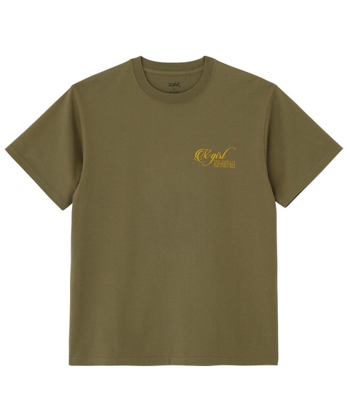 X-girl（エックスガール）の「RIPPED FACE LOGO S/S TEE（Tシャツ/カットソー・レディース・ブラック/オリーブ/ホワイト・S/M/L/XL）」の4枚目の写真