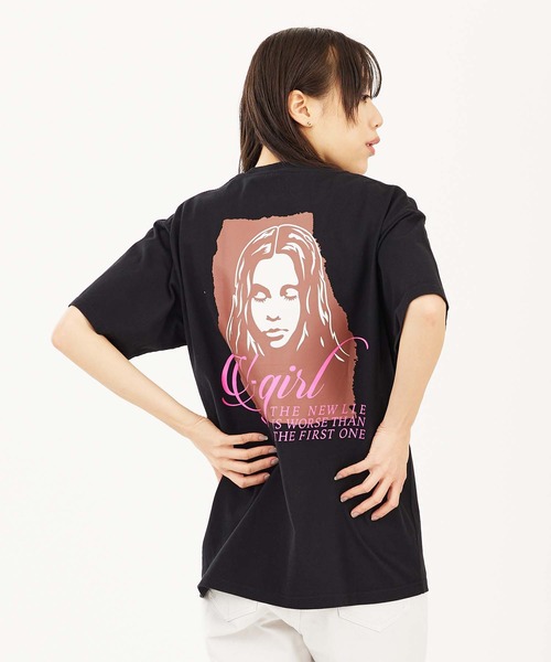 X-girl（エックスガール）の「RIPPED FACE LOGO S/S TEE（Tシャツ/カットソー・レディース・ブラック/オリーブ/ホワイト・S/M/L/XL）」の16枚目の写真