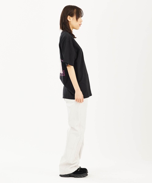 X-girl（エックスガール）の「RIPPED FACE LOGO S/S TEE（Tシャツ/カットソー・レディース・ブラック/オリーブ/ホワイト・S/M/L/XL）」の18枚目の写真