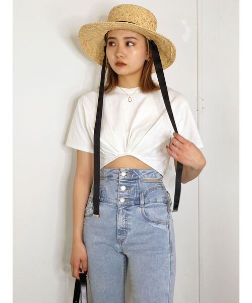 EMODA(エモダ)の「タイストラップワイドハット(ハット・レディース・ブラック/ベージュ・FREE)」の6枚目の写真