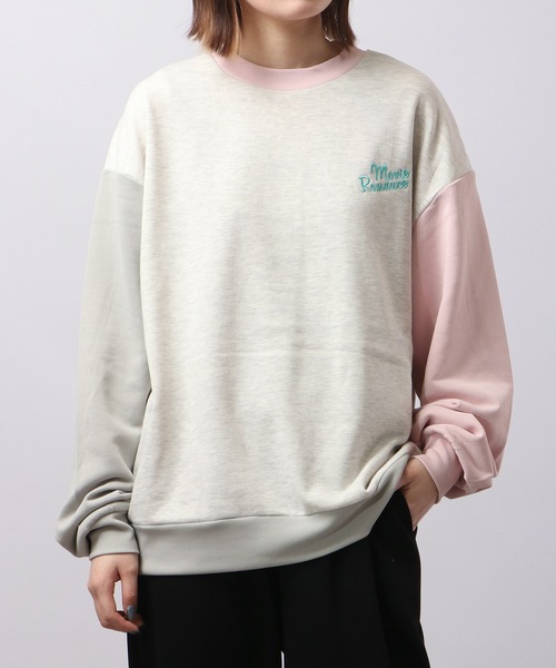spiritoso(スピリトーゾ)の「spiritoso カップル刺繍トレーナー(スウェット・レディース・オフホワイト/ホワイト系その他/ピンク/ホワイト系その他2/杢グレー・F)」の3枚目の写真