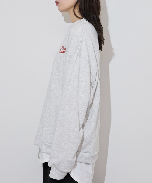 spiritoso(スピリトーゾ)の「spiritoso カップル刺繍トレーナー(スウェット・レディース・オフホワイト/ホワイト系その他/ピンク/ホワイト系その他2/杢グレー・F)」の12枚目の写真