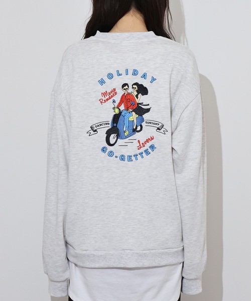 spiritoso(スピリトーゾ)の「spiritoso カップル刺繍トレーナー(スウェット・レディース・オフホワイト/ホワイト系その他/ピンク/ホワイト系その他2/杢グレー・F)」の11枚目の写真