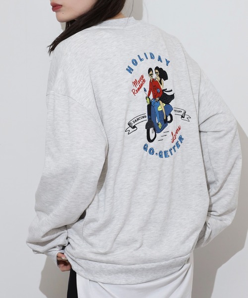 spiritoso(スピリトーゾ)の「spiritoso カップル刺繍トレーナー(スウェット・レディース・オフホワイト/ホワイト系その他/ピンク/ホワイト系その他2/杢グレー・F)」の17枚目の写真