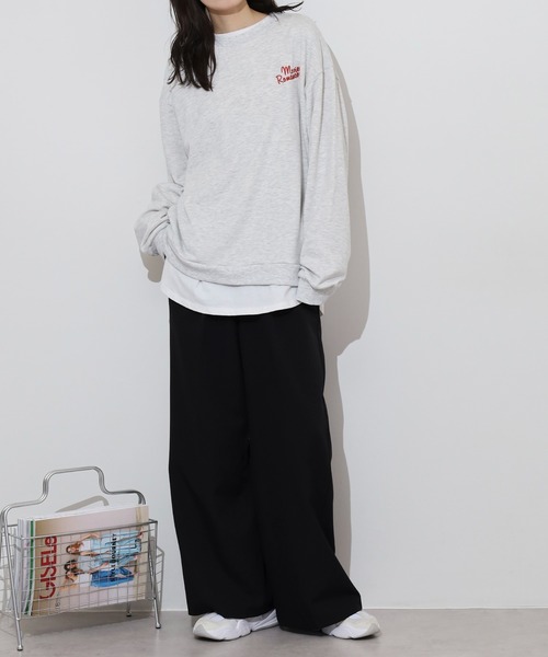 spiritoso(スピリトーゾ)の「spiritoso カップル刺繍トレーナー(スウェット・レディース・オフホワイト/ホワイト系その他/ピンク/ホワイト系その他2/杢グレー・F)」の15枚目の写真