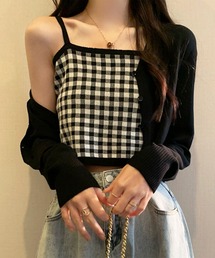 韓国♡ツイードカーディガンチェック柄 上品なジャケット　トップス　長袖レディース チェック 韓国」に該当するレディースのカーディガン/ボレロ