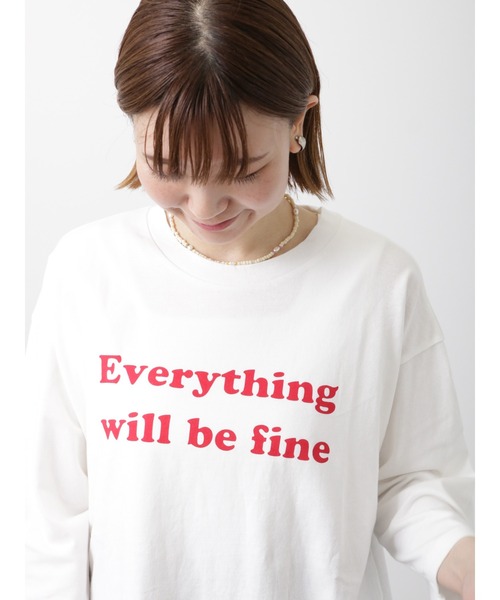 Lugnoncure(ルノンキュール)の「カラーロゴ七分袖Tシャツ(Tシャツ/カットソー・レディース・オフホワイト/チャコール/キナリ・フリ-)」の2枚目の写真