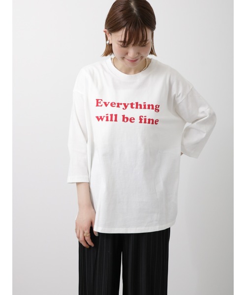 Lugnoncure(ルノンキュール)の「カラーロゴ七分袖Tシャツ(Tシャツ/カットソー・レディース・オフホワイト/チャコール/キナリ・フリ-)」の14枚目の写真