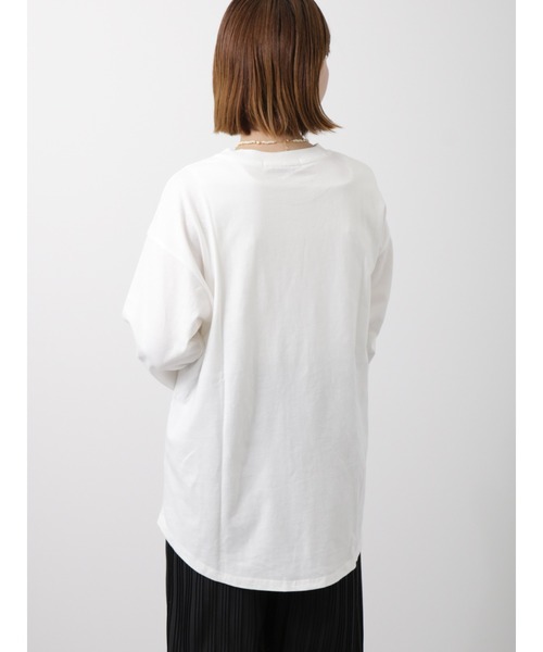 Lugnoncure(ルノンキュール)の「カラーロゴ七分袖Tシャツ(Tシャツ/カットソー・レディース・オフホワイト/チャコール/キナリ・フリ-)」の6枚目の写真