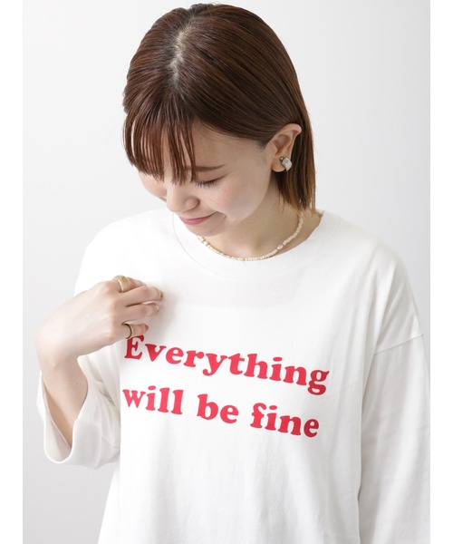 Lugnoncure(ルノンキュール)の「カラーロゴ七分袖Tシャツ(Tシャツ/カットソー・レディース・オフホワイト/チャコール/キナリ・フリ-)」の7枚目の写真