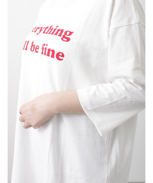 Lugnoncure(ルノンキュール)の「カラーロゴ七分袖Tシャツ(Tシャツ/カットソー・レディース・オフホワイト/チャコール/キナリ・フリ-)」の9枚目の写真