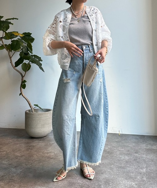 DouDou（ドゥドゥ）の「【WEB限定】フラワーレースシアーブルゾン（ブルゾン・レディース・オフホワイト/ブラック・FREE）」の11枚目の写真