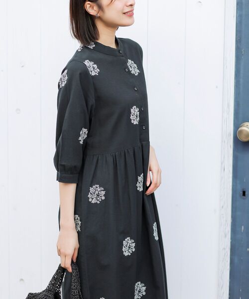 houseonthehill 七分袖ワンピース 100 nofl】甘撚りビエラワンピース 644209700 | ナチュラル服通販