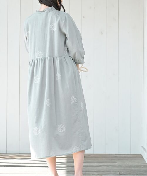 新品未使用【Ｍasahito UJI】ポケット付きピンク系七分袖ワンピース サークル刺繍7分袖ワンピース（ワンピース）｜rps（アール