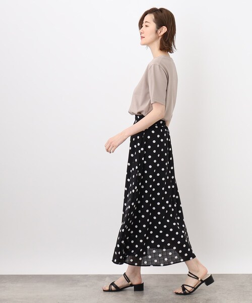 grove（グローブ）の「◆スタイリング映え！シア－チェックドットプリントスカート（スカート・レディース・ブラック系/ベージュ系・02/03/04/01/05）」の5枚目の写真