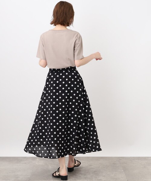 grove（グローブ）の「◆スタイリング映え！シア－チェックドットプリントスカート（スカート・レディース・ブラック系/ベージュ系・02/03/04/01/05）」の6枚目の写真