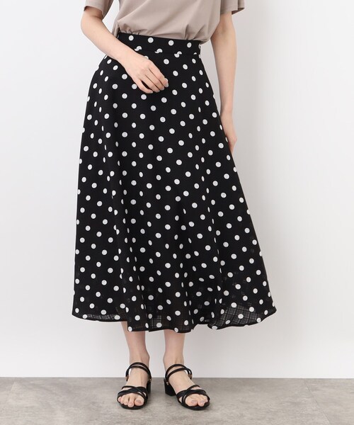 grove（グローブ）の「◆スタイリング映え！シア－チェックドットプリントスカート（スカート・レディース・ブラック系/ベージュ系・02/03/04/01/05）」の7枚目の写真