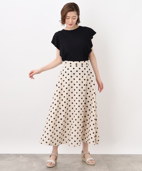 grove（グローブ）の「◆スタイリング映え！シア－チェックドットプリントスカート（スカート・レディース・ブラック系/ベージュ系・02/03/04/01/05）」の9枚目の写真