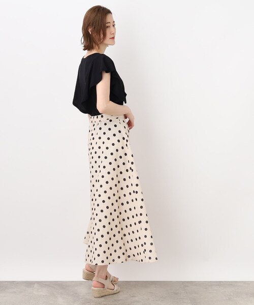 grove（グローブ）の「◆スタイリング映え！シア－チェックドットプリントスカート（スカート・レディース・ブラック系/ベージュ系・02/03/04/01/05）」の10枚目の写真