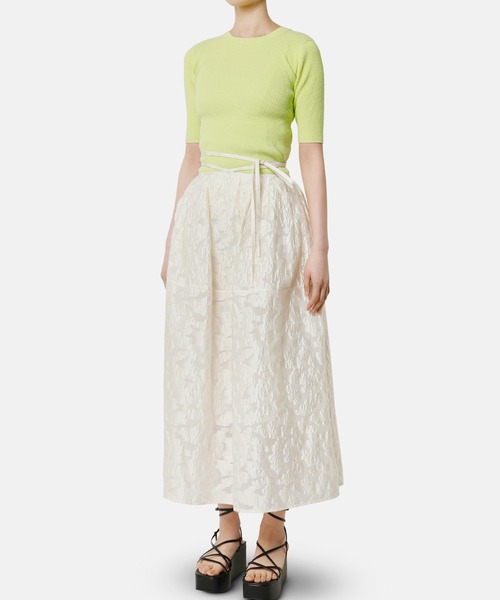 LE CIEL BLEU(ルシェルブルー)の「シアージャガードタイウエストスカート / Sheer Jacquard Tie Waist Skirt(スカート・レディース・オフホワイト/ブラック・36/34)」の6枚目の写真
