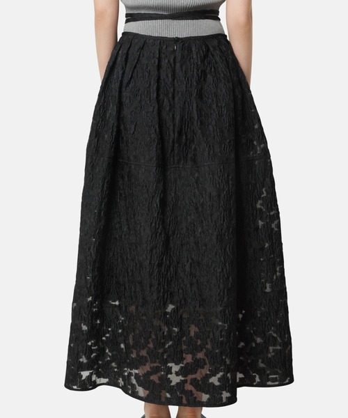LE CIEL BLEU(ルシェルブルー)の「シアージャガードタイウエストスカート / Sheer Jacquard Tie Waist Skirt(スカート・レディース・オフホワイト/ブラック・36/34)」の14枚目の写真