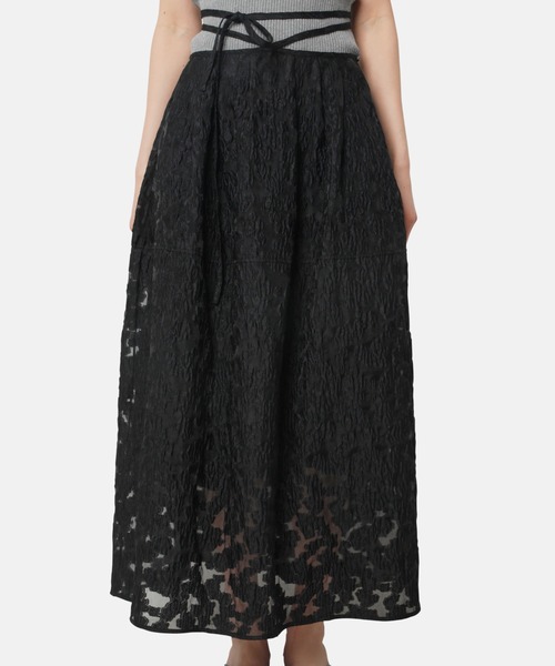 LE CIEL BLEU(ルシェルブルー)の「シアージャガードタイウエストスカート / Sheer Jacquard Tie Waist Skirt(スカート・レディース・オフホワイト/ブラック・36/34)」の15枚目の写真