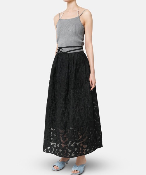 LE CIEL BLEU(ルシェルブルー)の「シアージャガードタイウエストスカート / Sheer Jacquard Tie Waist Skirt(スカート・レディース・オフホワイト/ブラック・36/34)」の13枚目の写真