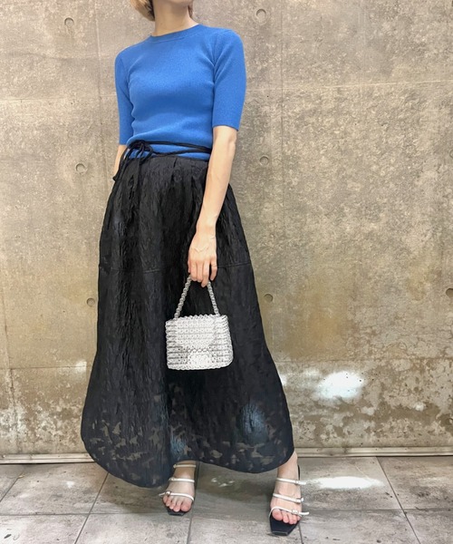 LE CIEL BLEU(ルシェルブルー)の「シアージャガードタイウエストスカート / Sheer Jacquard Tie Waist Skirt(スカート・レディース・オフホワイト/ブラック・36/34)」の21枚目の写真